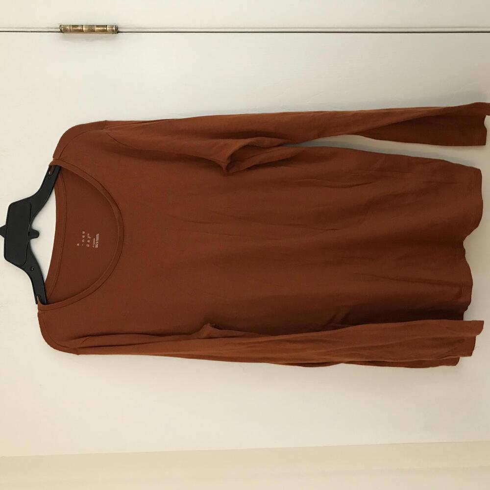 Long Sleeve Undershirt in Rust Orange, Size XL
